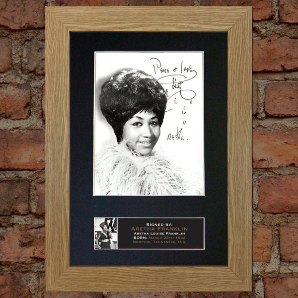 ARETHA FRANKLIN Signed Autograph Mounted Photo REPRODUCTION PRINT A4 661