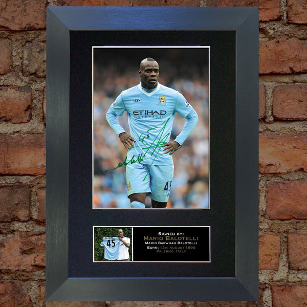 MARIO BALOTELLI Autograph Mounted Signed Photo Reproduction Print A4 138