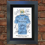 MAN CITY Premier League Winners 2014 Autograph Mounted Photo Repro A4 Print 460