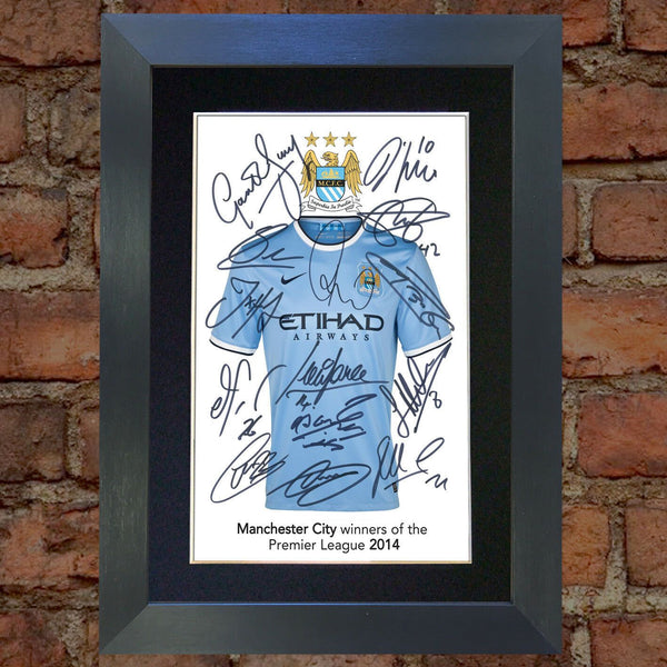 MAN CITY Premier League Winners 2014 Autograph Mounted Photo Repro A4 Print 460