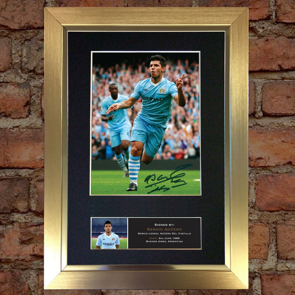 SERGIO AGUERO Man City Signed Quality Autograph Mounted Photo Repro A4 Print 455
