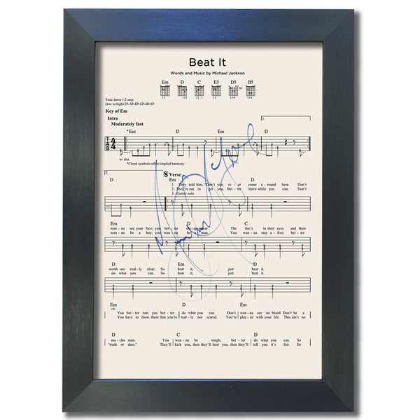 Michael Jackson Beat It Signed Music Sheet Album Autograph Mounted Print #799