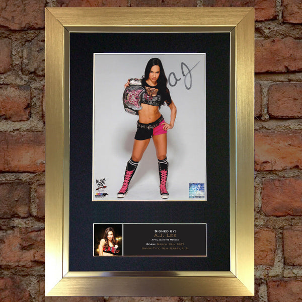 A J LEE WWE Wrestler Quality Reproduction Autograph Mounted Photo Print A4 570