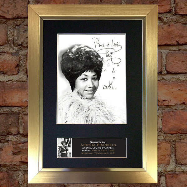 ARETHA FRANKLIN Signed Autograph Mounted Photo REPRODUCTION PRINT A4 661