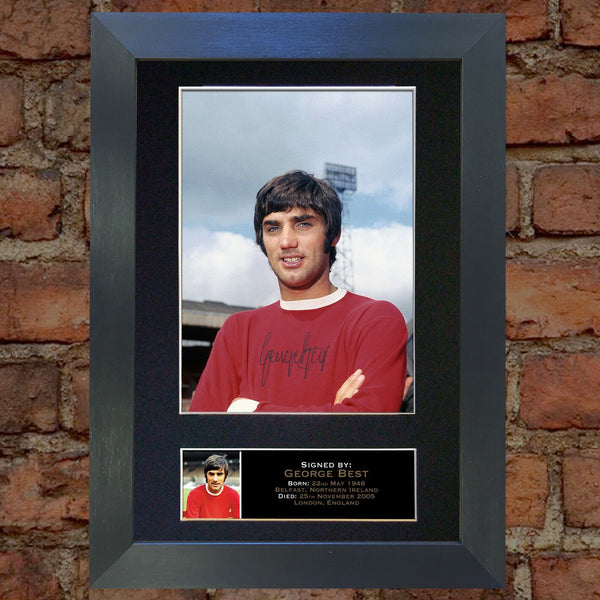 GEORGE BEST Signed Autograph Mounted Photo Reproduction PRINT A4 140
