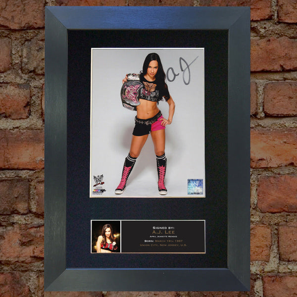A J LEE WWE Wrestler Quality Reproduction Autograph Mounted Photo Print A4 570