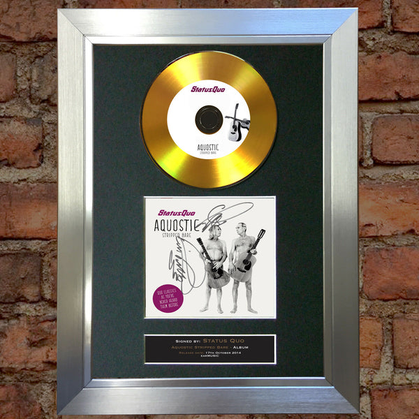 #79 GOLD DISC STATUS QUO Aquostic Signed Autograph Mounted Photo Repro A4