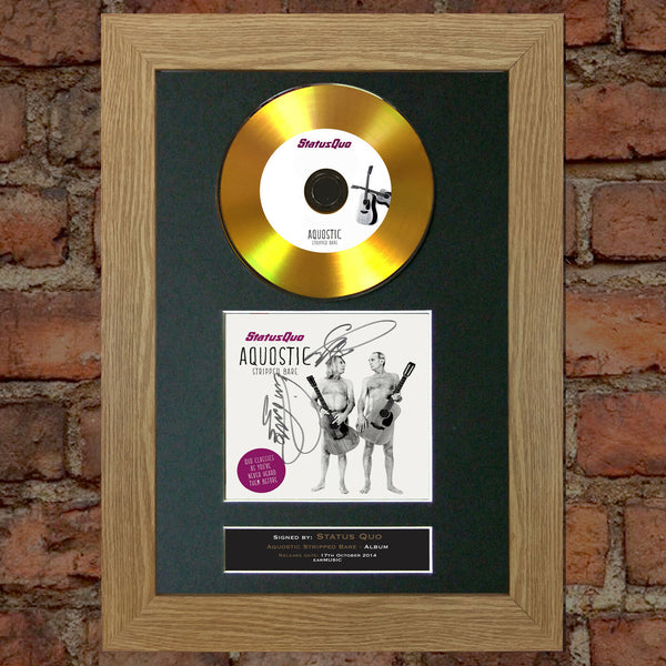 #79 GOLD DISC STATUS QUO Aquostic Signed Autograph Mounted Photo Repro A4