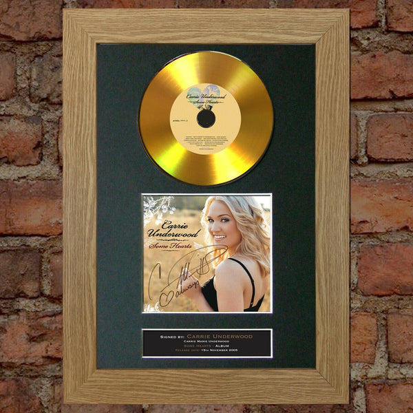 #185 CARRIE UNDERWOOD Some Hearts GOLD DISC Album Signed Autograph Mounted Print