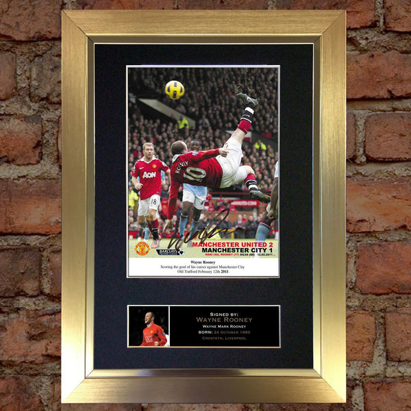 WAYNE ROONEY OVERHEAD KICK Mounted Signed Photo Reproduction Autograph Print 55