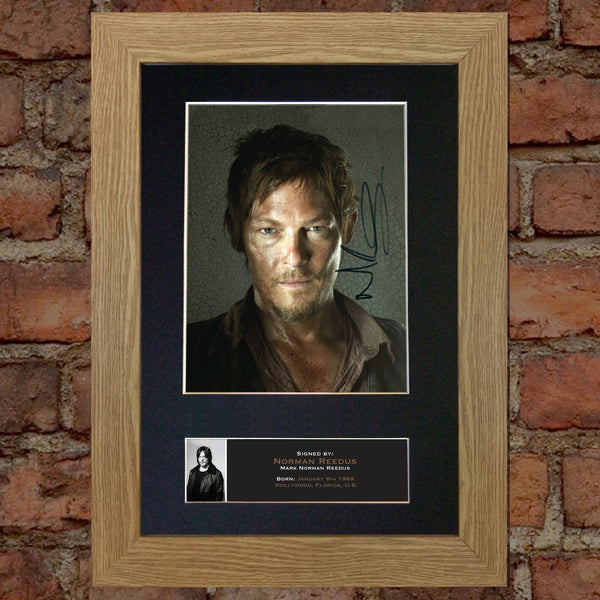 NORMAN REEDUS The Walking Dead Signed Autograph Mounted Photo Repro A4 Print 560