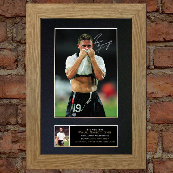 PAUL GASCOIGNE GAZZA Autograph Mounted Signed Photo Reproduction A4 313