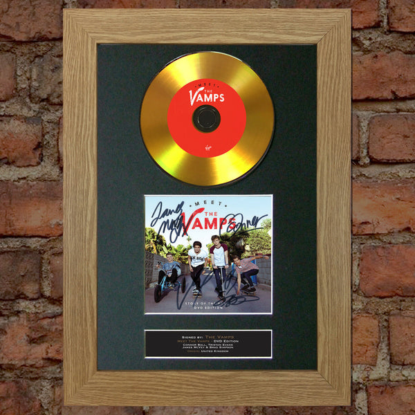 #101 GOLD DISC THE VAMPS Meet the Vamps DVD Signed Autograph Mounted Repro A4