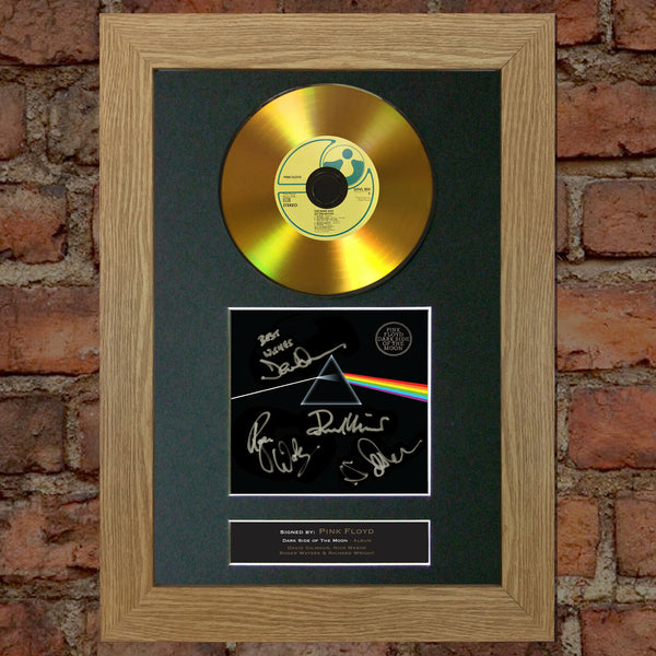 #96 GOLD DISC PINK FLOYD Dark Side of The Moon Signed Autograph Mounted Repro A4