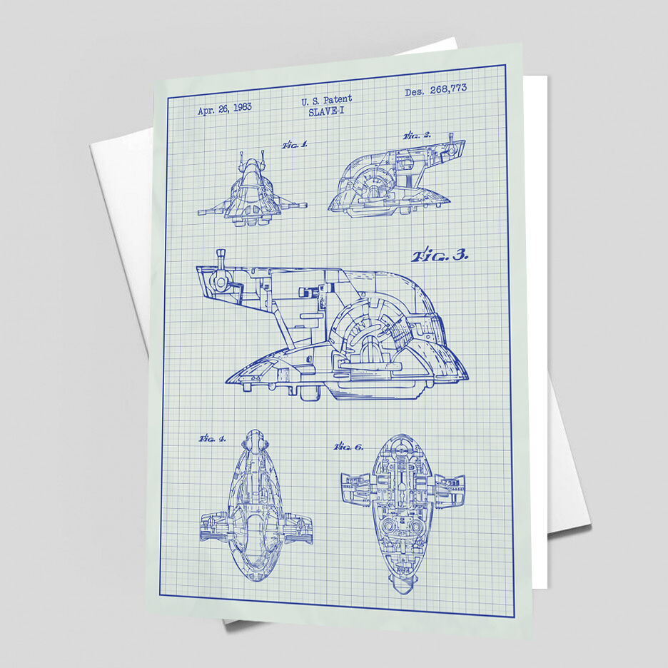 STAR WARS Slave I Blueprint VERY RARE Reproduction Vintage Wall Art Print #22