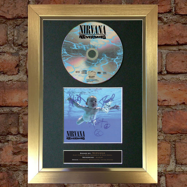NIRVANA Nevermind Album Signed CD COVER MOUNTED A4 Autograph Repro Print (20)
