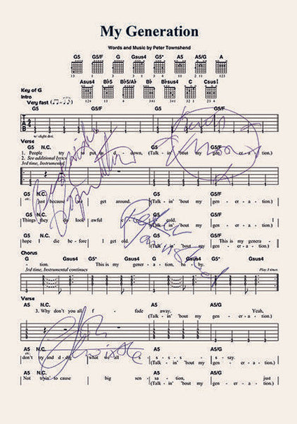The Who My Generation Signed Music Sheet Album Autograph Print #806