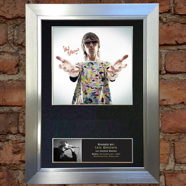 IAN BROWN stone roses Mounted Signed Photo Reproduction Autograph Print A4 92