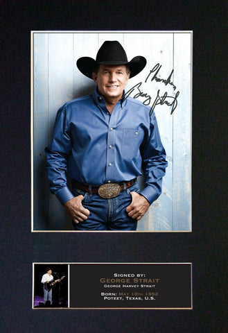 GEORGE STRAIT Photo Autograph Signed Mounted Repro Framed Album Print A4 787