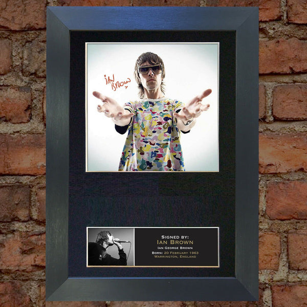 IAN BROWN stone roses Mounted Signed Photo Reproduction Autograph Print A4 92