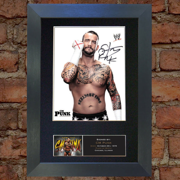 CM PUNK WWE Signed Autograph Mounted Photo Reproduction Print A4 415