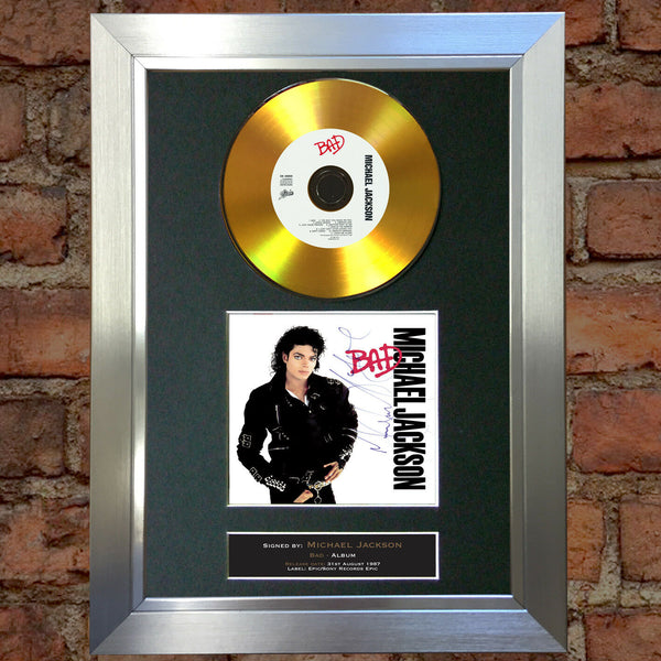 #104 GOLD DISC MICHAEL JACKSON Bad Album Signed Autograph Mounted Repro A4