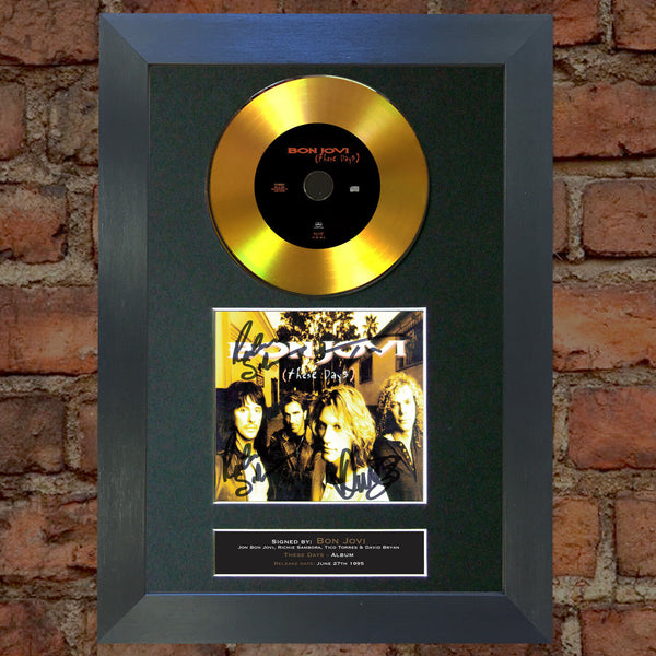 #140 GOLD DISC BON JOVI These Days Signed Autograph Mounted Repro A4