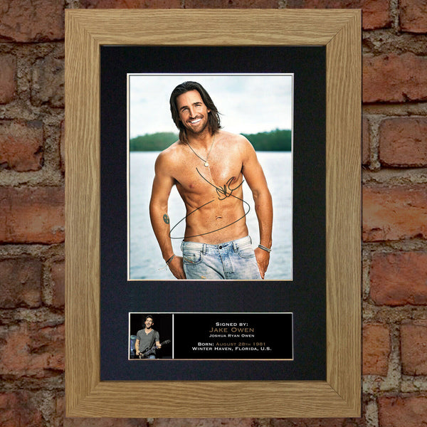 JAKE OWEN Photo Autograph Signed Mounted Repro Framed Country Album Print A4 788