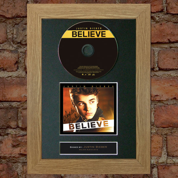 JUSTIN BIEBER Believe Album Signed CD COVER MOUNTED A4 Autograph Print 14