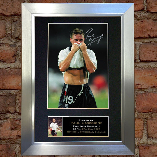 PAUL GASCOIGNE GAZZA Autograph Mounted Signed Photo Reproduction A4 313