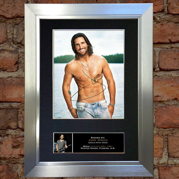 JAKE OWEN Photo Autograph Signed Mounted Repro Framed Country Album Print A4 788