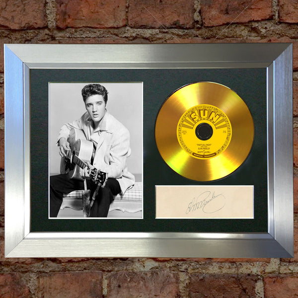 #131 GOLD DISC ELVIS PRESLEY Thats All Right Signed Autograph Mounted Repro A4