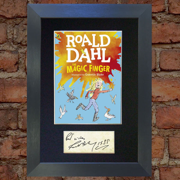 ROALD DAHL The Magic Finger Book Cover Autograph Signed Mounted Print 683