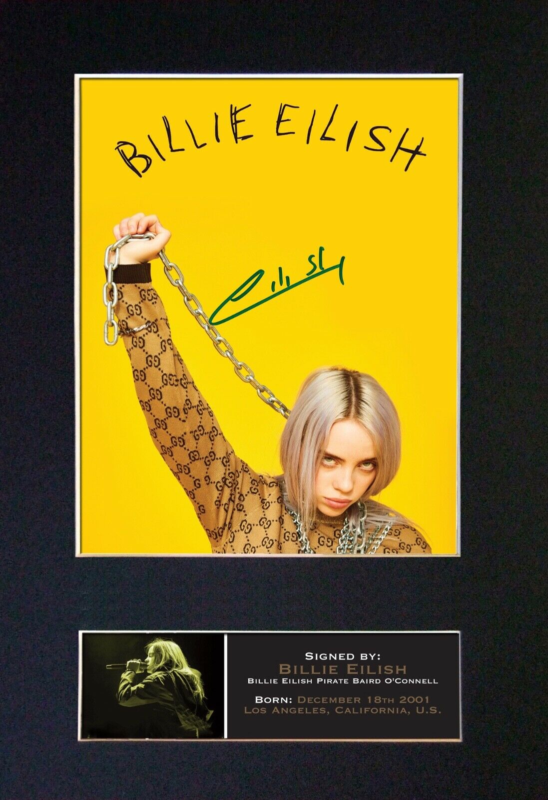 BILLIE EILISH Photo Autograph Mounted Repro Signed Framed Print A4 784