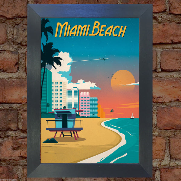 MIAMI BEACH VINTAGE RETRO TRAVEL Poster Nostalgic Home Print Wall Art Decor #54