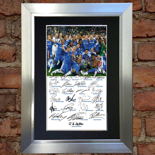 CHELSEA CHAMPIONS 2012 Mounted Signed Photo Reproduction Autograph Print A4 58