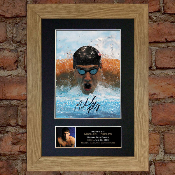 MICHAEL PHELPS Mounted Signed Photo Reproduction Autograph Print A4 264