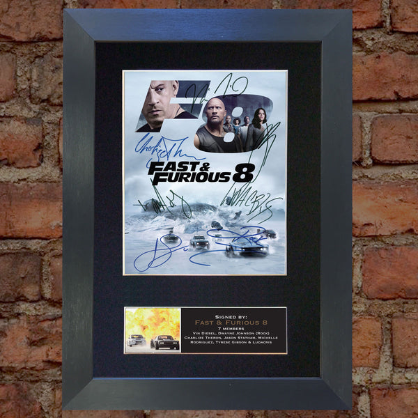 Fast and Furious 8 Quality Autograph Mounted Signed Photo Repro Print A4 701