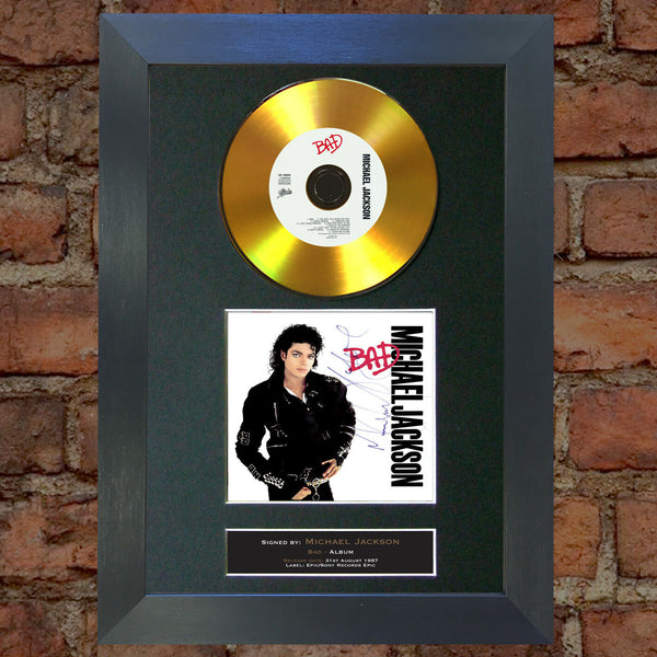 #104 GOLD DISC MICHAEL JACKSON Bad Album Signed Autograph Mounted Repro A4