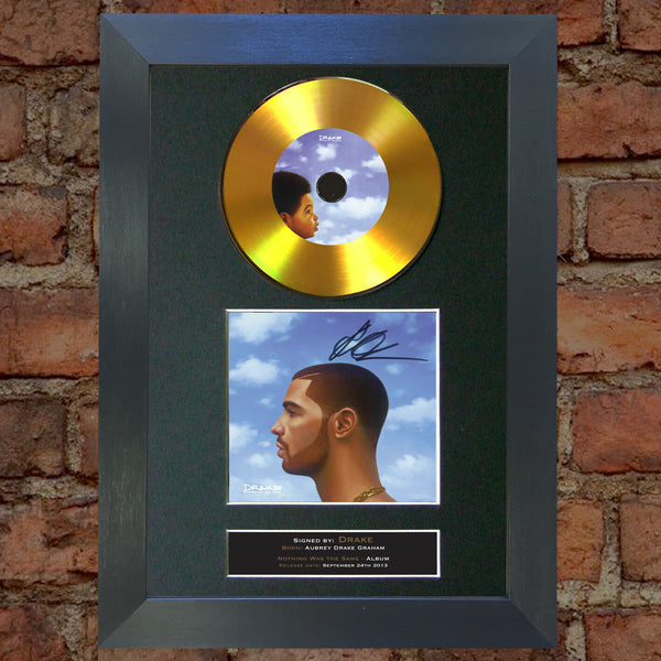 #161 GOLD DISC DRAKE Nothing Was The Same Album Signed Autograph Mounted Repr