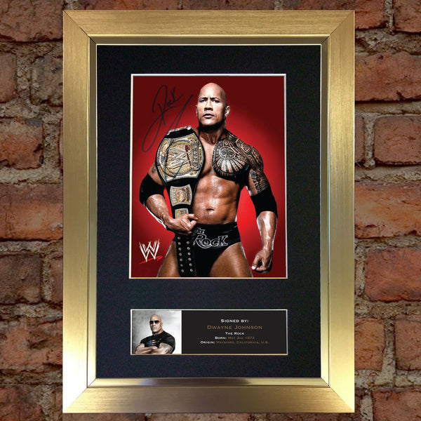 THE ROCK Dwayne Johnson WWE Signed Autograph Mounted Photo Repro A4 Print 477