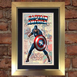 CAPTAIN AMERICA Superhero Wall Comic Art Black / Silver / Gold Frame Poster #715