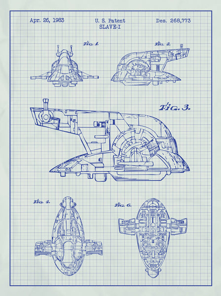 STAR WARS Slave I Blueprint VERY RARE Reproduction Vintage Wall Art Print #22