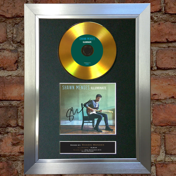 #80 GOLD DISC SHAWN MENDES Illuminate Signed Autograph Mounted Photo Repro A4