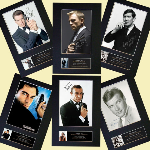 JAMES BOND 007 SPECIAL OFFER Autograph Mounted Prints All 6 Actors