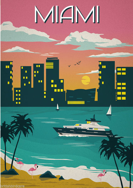 MIAMI BEACH #2 VINTAGE RETRO TRAVEL Poster Nostalgic Home Print Wall Decor #55