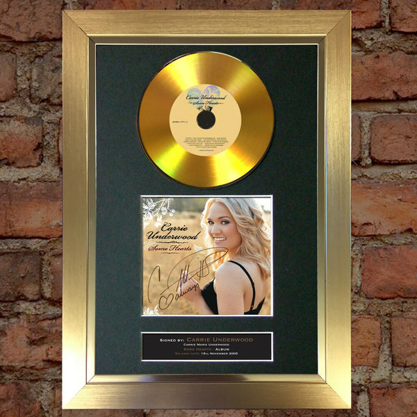 #185 CARRIE UNDERWOOD Some Hearts GOLD DISC Album Signed Autograph Mounted Print