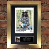GEORGE HARRISON The Beatles Signed Autograph Mounted Photo RE-PRINT A4 172