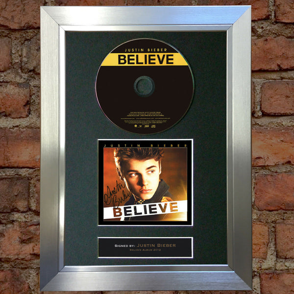 JUSTIN BIEBER Believe Album Signed CD COVER MOUNTED A4 Autograph Print 14