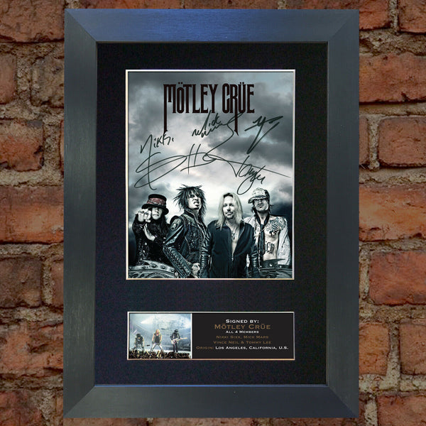 MOTLEY CRUE The Dirt Photo Autograph Mounted Repro Signed Framed Print A4 783